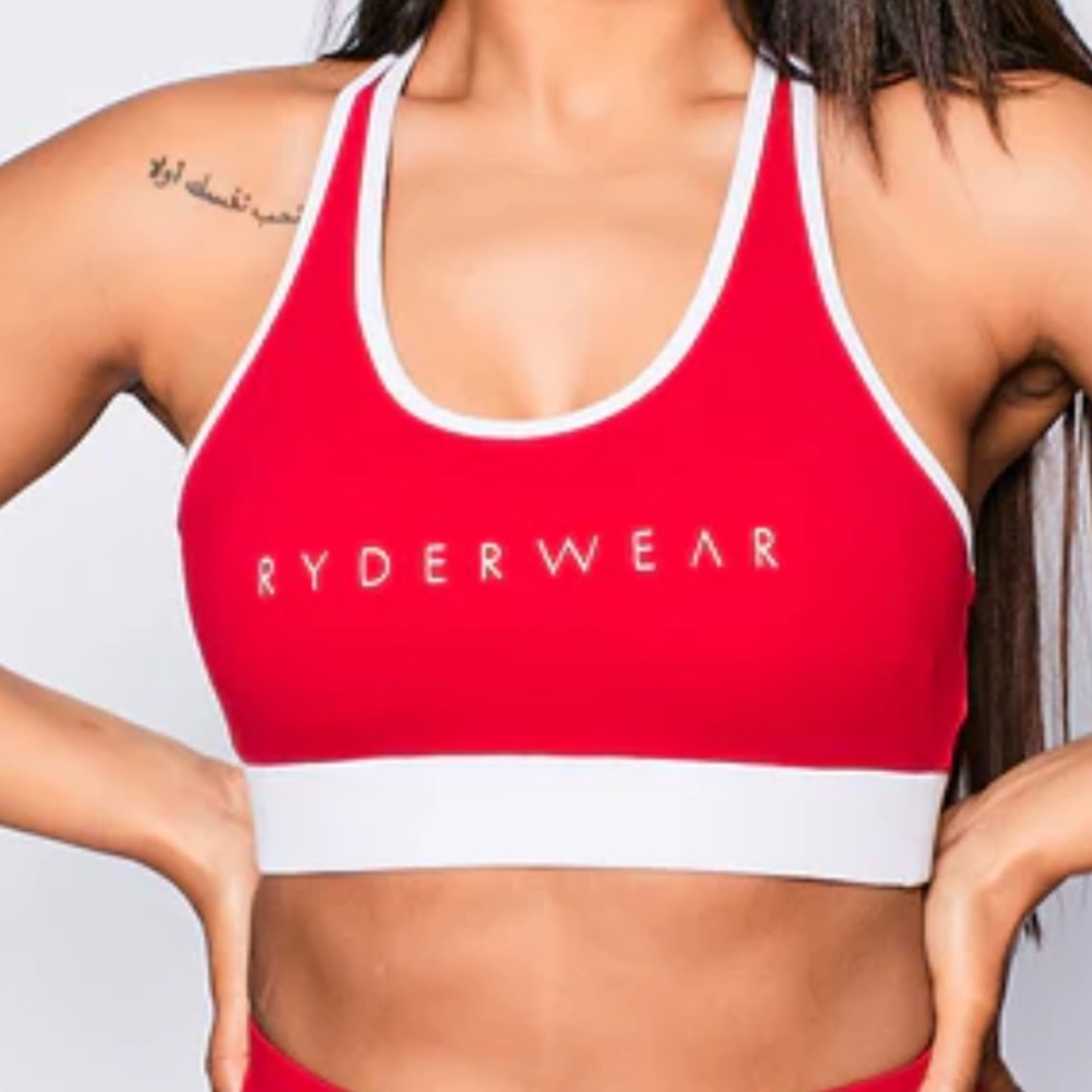 RYDERWEAR RED TRACK SPORTS BRA size small